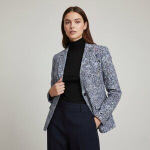 Talbots Womens 16 Ditsy Floral Cotton Button Blazer